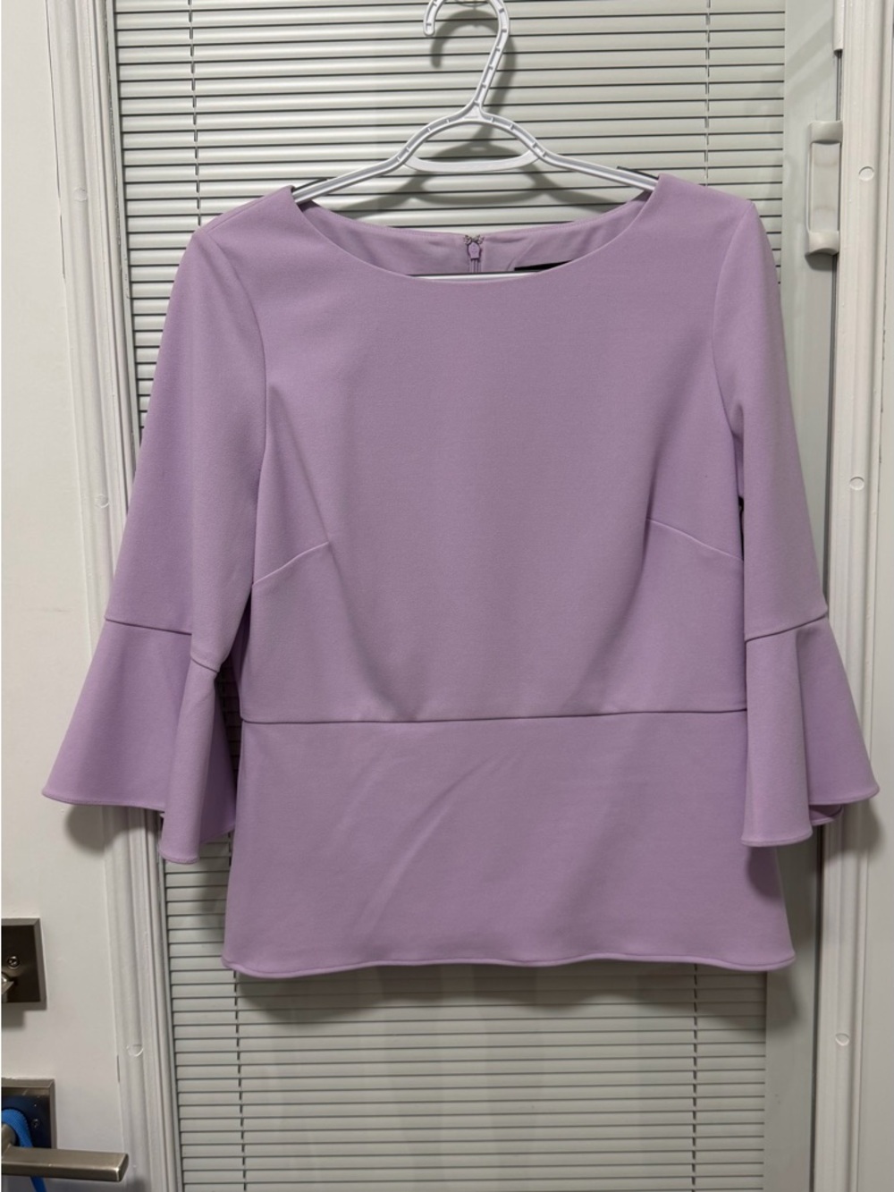 Nine West Lavender Peplum Bell-Sleeve Top
